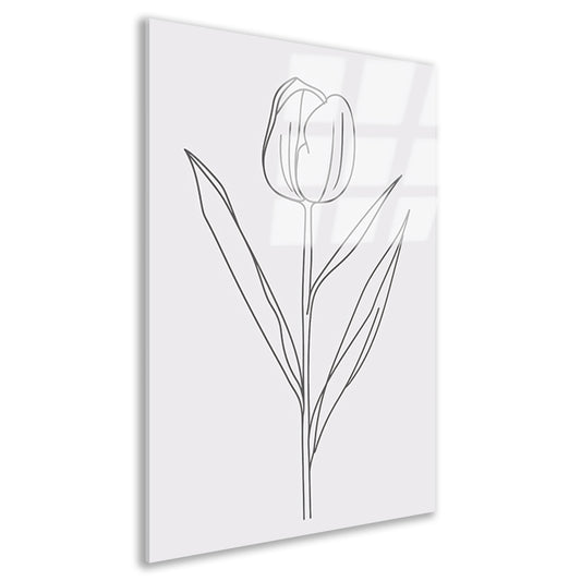 Eenvoudige tulplijntekening voor moderne inrichting acrylglas
