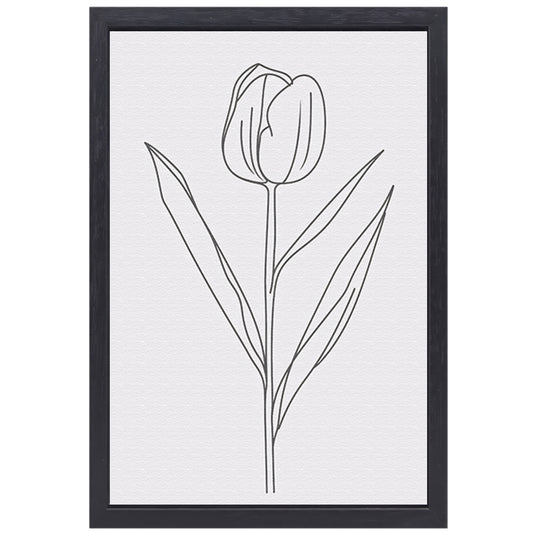 Eenvoudige tulplijntekening voor moderne inrichting canvas met baklijst
