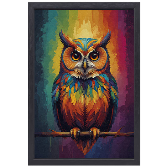 Kleurrijke Uil Abstract Artistiek Ontwerp canvas met baklijst