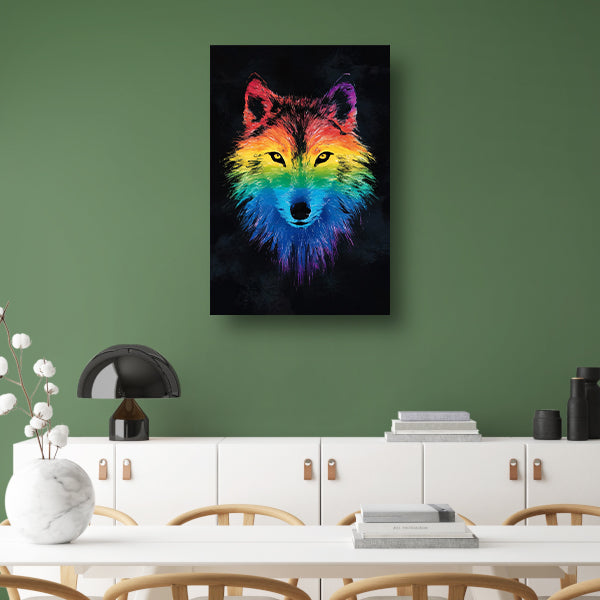 Kleurrijke abstracte wolf illustratie voor interieur acrylglas