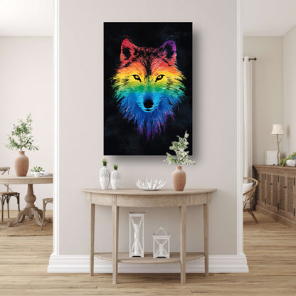 Kleurrijke abstracte wolf illustratie voor interieur acrylglas