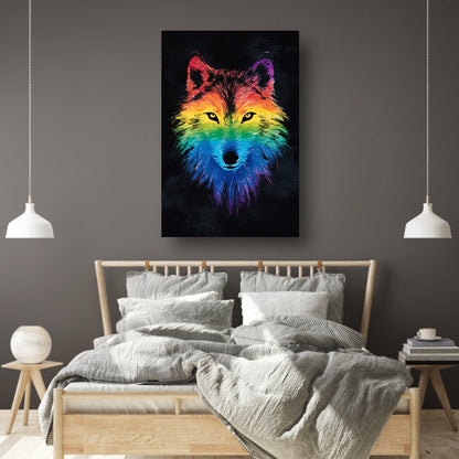 Kleurrijke abstracte wolf illustratie voor interieur acrylglas