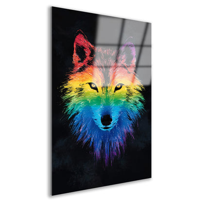 Kleurrijke abstracte wolf illustratie voor interieur acrylglas