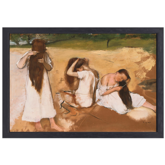 Vrouwen die hun haar kammen - Edgar Degas canvas met baklijst