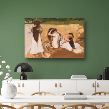 Vrouwen die hun haar kammen - Edgar Degas poster