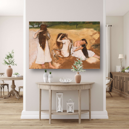 Vrouwen die hun haar kammen - Edgar Degas poster
