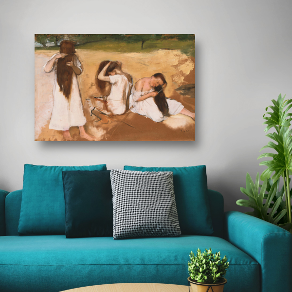 Vrouwen die hun haar kammen - Edgar Degas poster