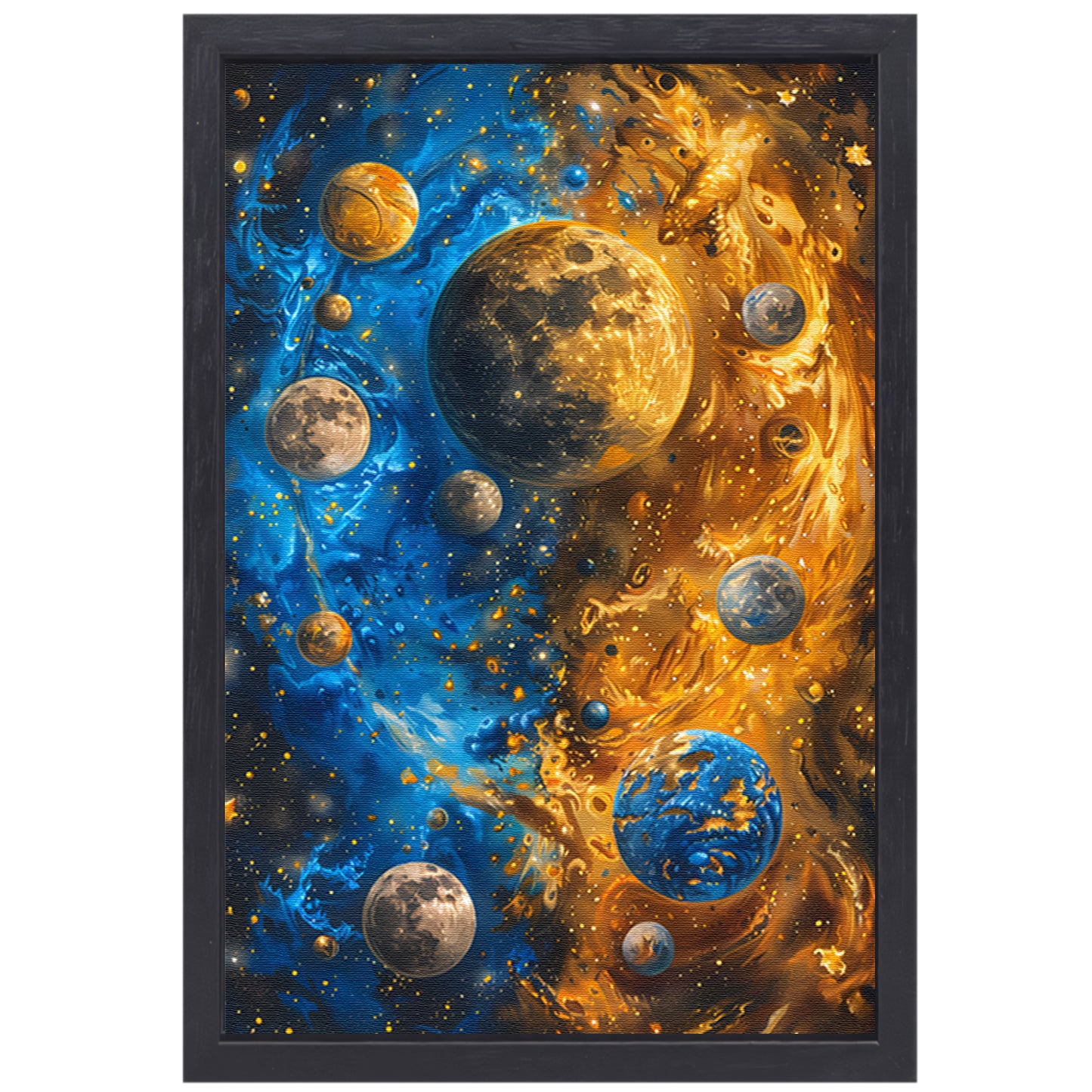 Abstract Planeten Dans in Kosmisch Universum canvas met baklijst