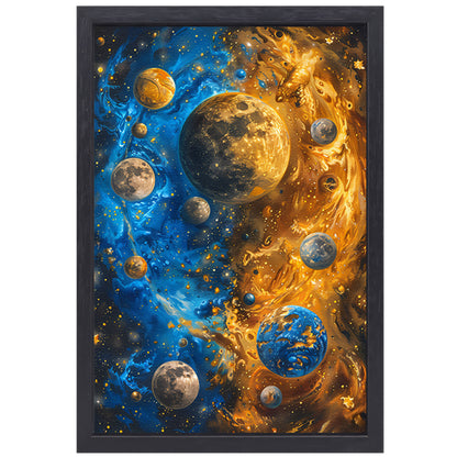 Abstract Planeten Dans in Kosmisch Universum canvas met baklijst
