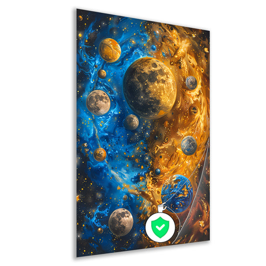 Abstract Planeten Dans in Kosmisch Universum poster