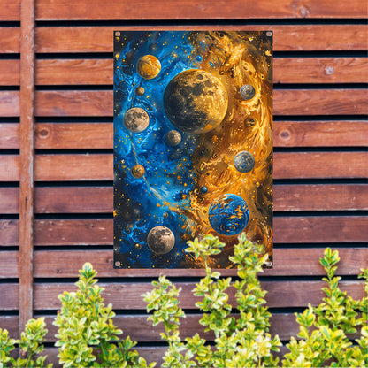Abstract Planeten Dans in Kosmisch Universum tuinposter