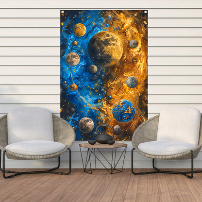 Abstract Planeten Dans in Kosmisch Universum tuinposter