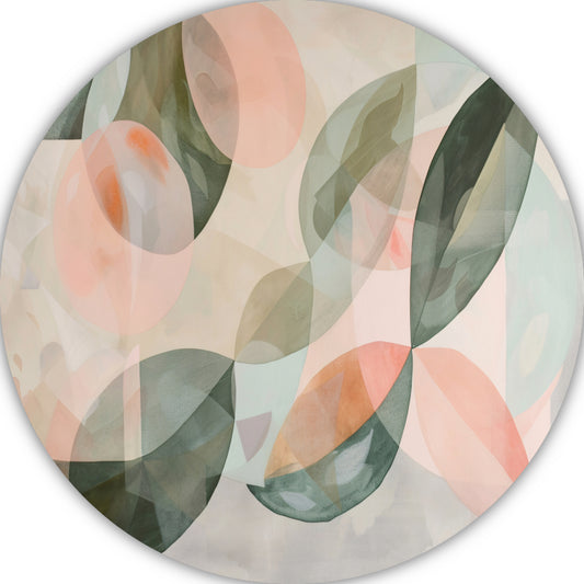 Zachte pasteltinten en botanische abstractie aluminium muurcirkel