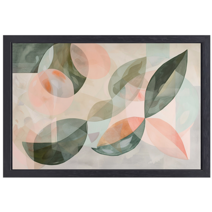 Zachte pasteltinten en botanische abstractie canvas met baklijst