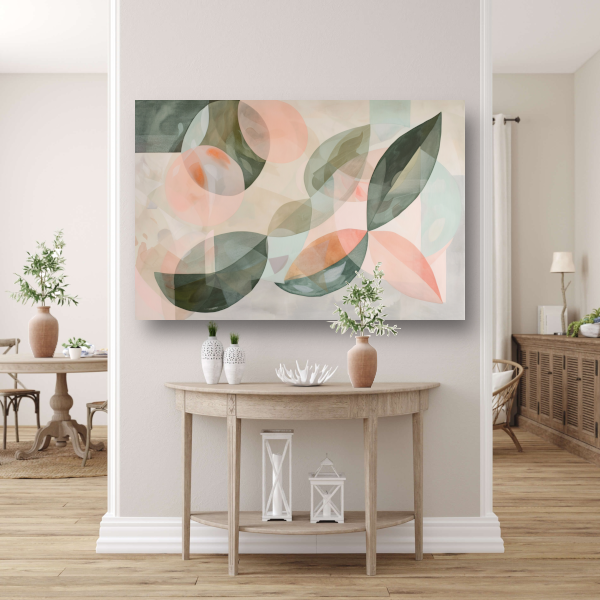 Zachte pasteltinten en botanische abstractie canvas