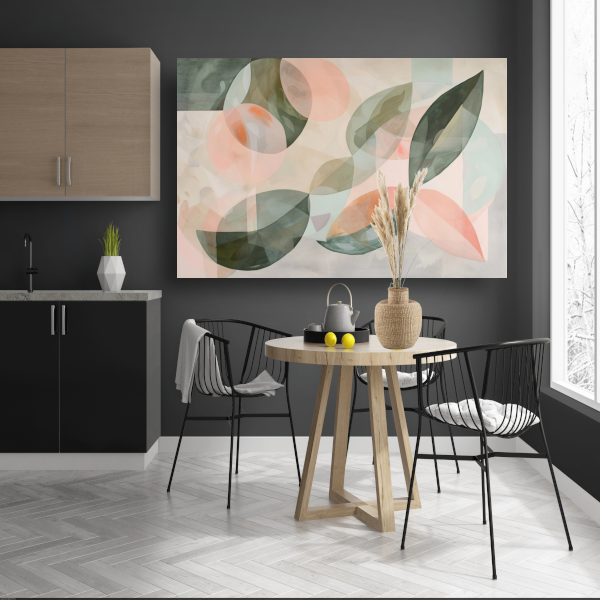 Zachte pasteltinten en botanische abstractie canvas