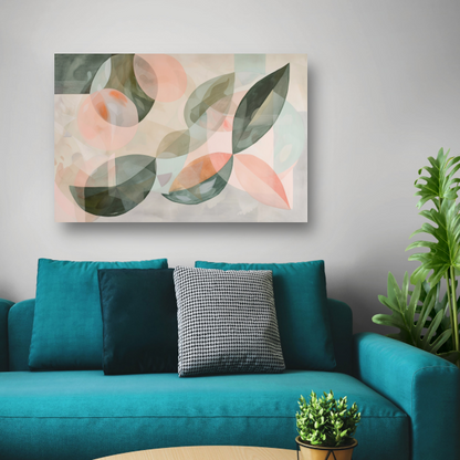 Zachte pasteltinten en botanische abstractie canvas