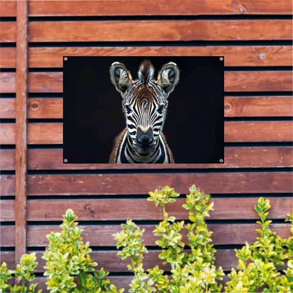 Intieme close-up van een zebra tuinposter