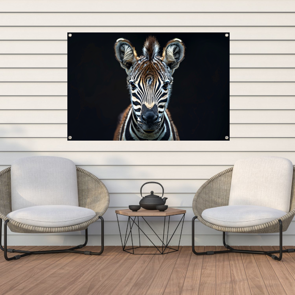 Intieme close-up van een zebra tuinposter