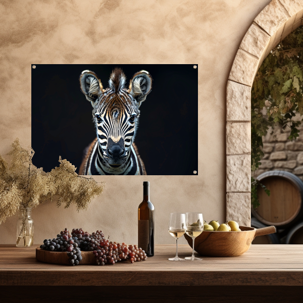 Intieme close-up van een zebra tuinposter