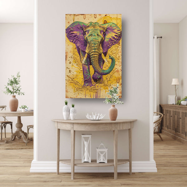 Kleurrijk abstract schilderij van een olifant canvas