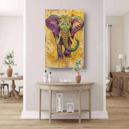 Kleurrijk abstract schilderij van een olifant acrylglas