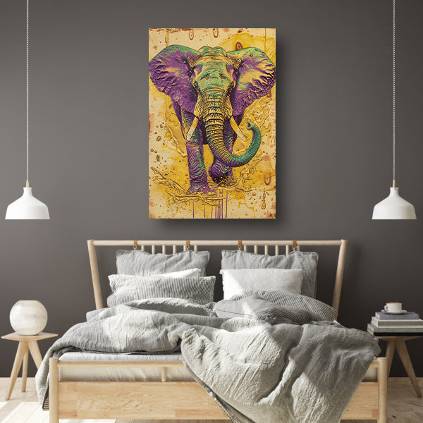 Kleurrijk abstract schilderij van een olifant canvas