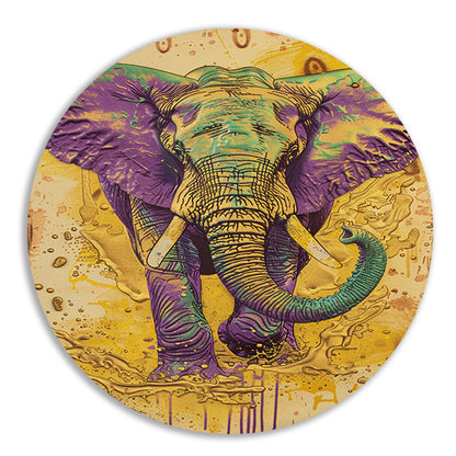Kleurrijk abstract schilderij van een olifant forex muurcirkel