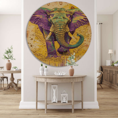 Kleurrijk abstract schilderij van een olifant forex muurcirkel