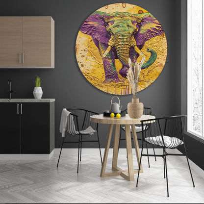Kleurrijk abstract schilderij van een olifant forex muurcirkel