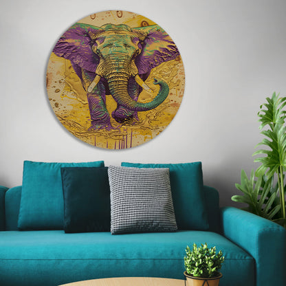 Kleurrijk abstract schilderij van een olifant forex muurcirkel