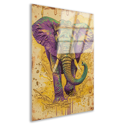 Kleurrijk abstract schilderij van een olifant acrylglas