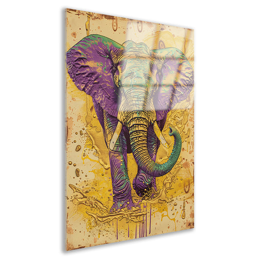 Kleurrijk abstract schilderij van een olifant acrylglas