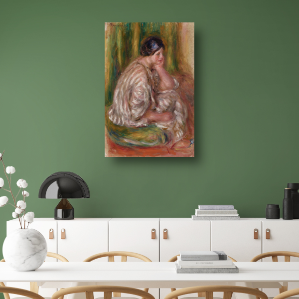 Vrouw in oosterse klederdracht - Pierre-Auguste Renoir canvas met baklijst