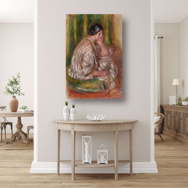 Vrouw in oosterse klederdracht - Pierre-Auguste Renoir canvas met baklijst