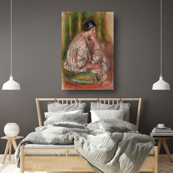 Vrouw in oosterse klederdracht - Pierre-Auguste Renoir canvas met baklijst