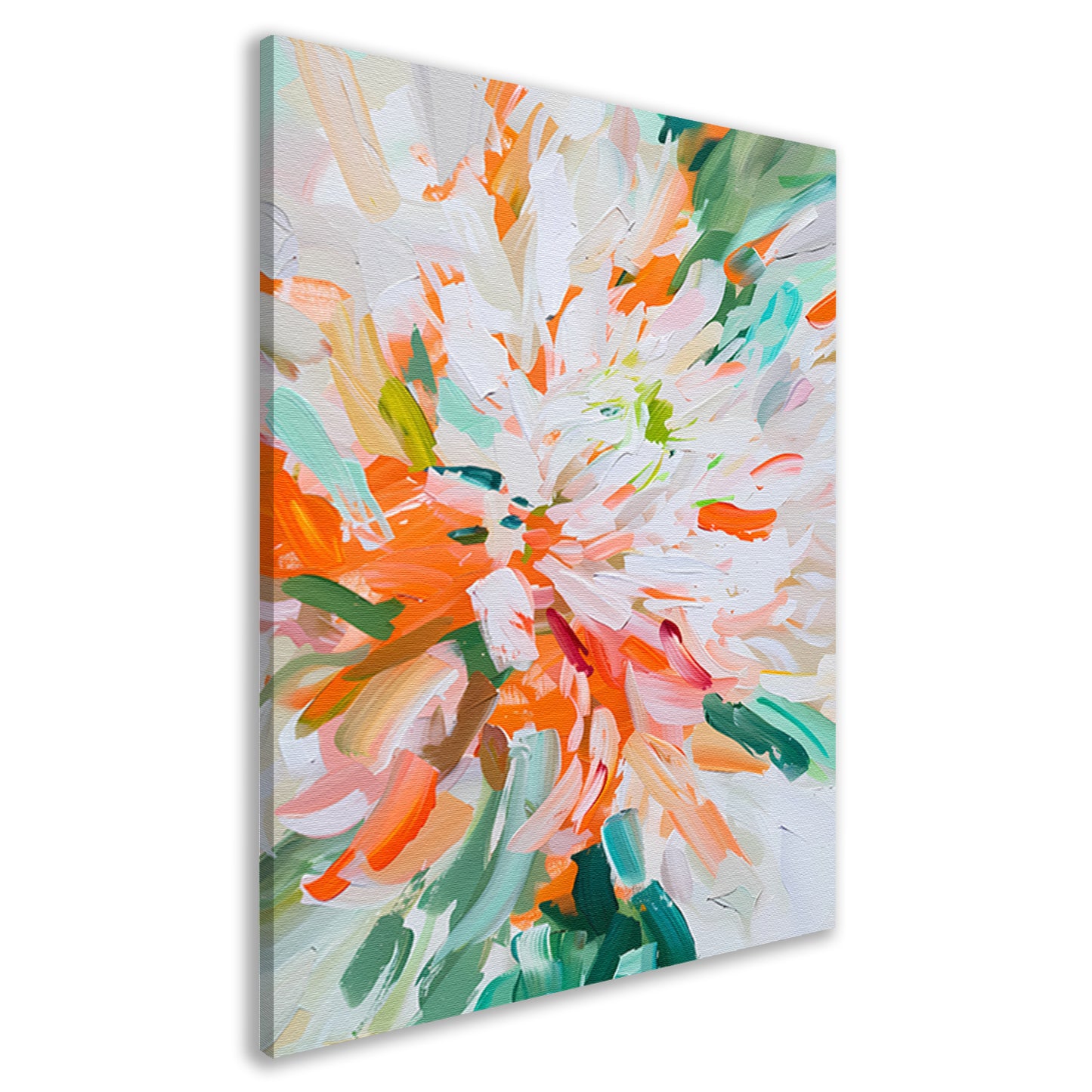 Abstract bloemen schilderij met levendige kleuren canvas