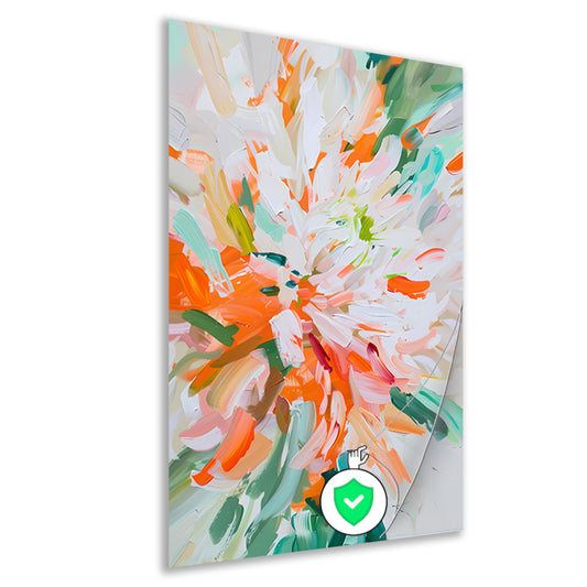 Abstract bloemen schilderij met levendige kleuren poster