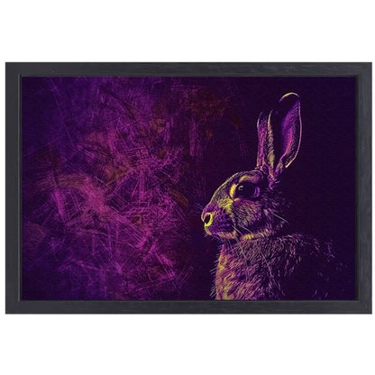 Digitaal konijn in paarse en gele tinten canvas met baklijst