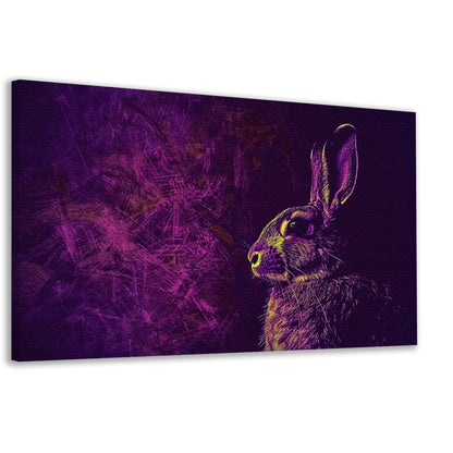 Digitaal konijn in paarse en gele tinten canvas