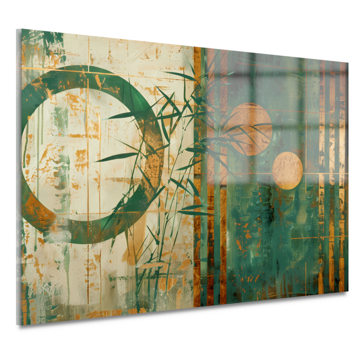 Gouden Glans op Abstract Blauwgroen Canvas acrylglas