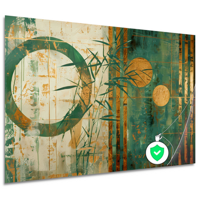 Gouden Glans op Abstract Blauwgroen Canvas poster