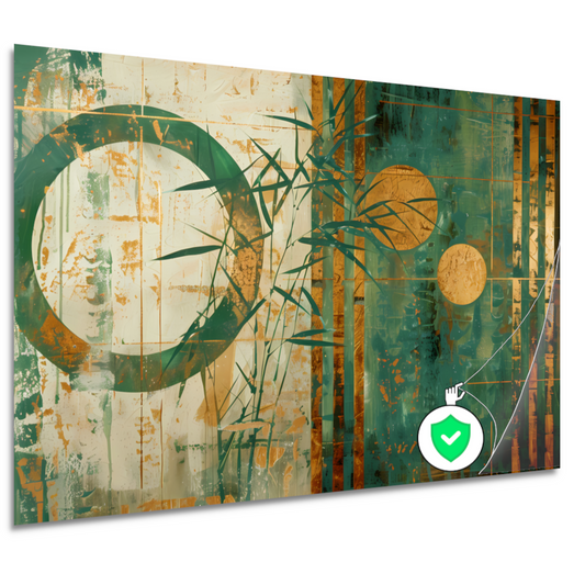 Gouden Glans op Abstract Blauwgroen Canvas poster