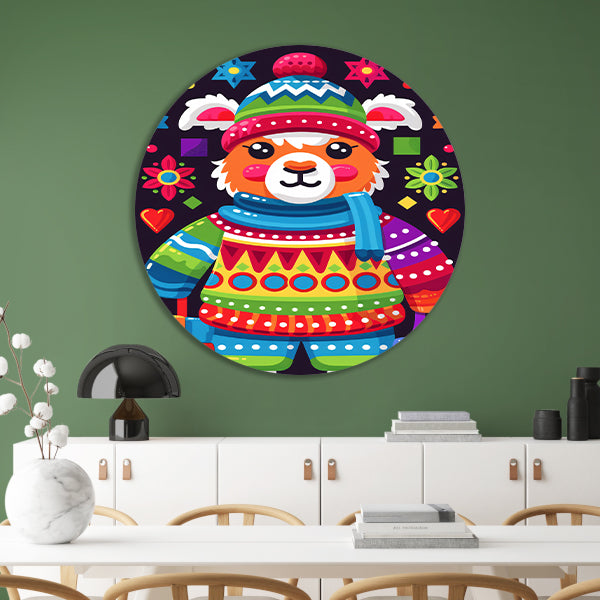 Kleurrijk Lama met Cadeautjes forex muurcirkel