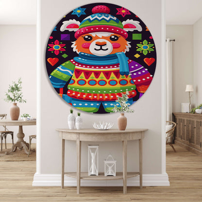 Kleurrijk Lama met Cadeautjes forex muurcirkel