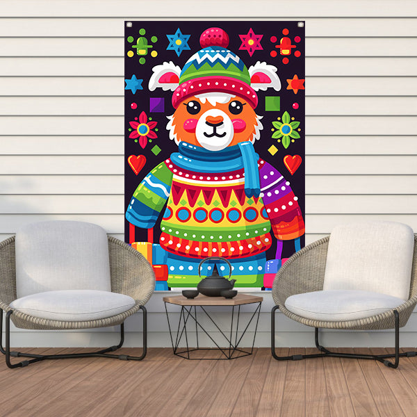 Kleurrijk Lama met Cadeautjes tuinposter