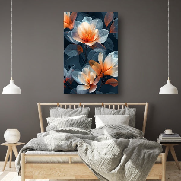 Modern digitale kunst van bloemen canvas