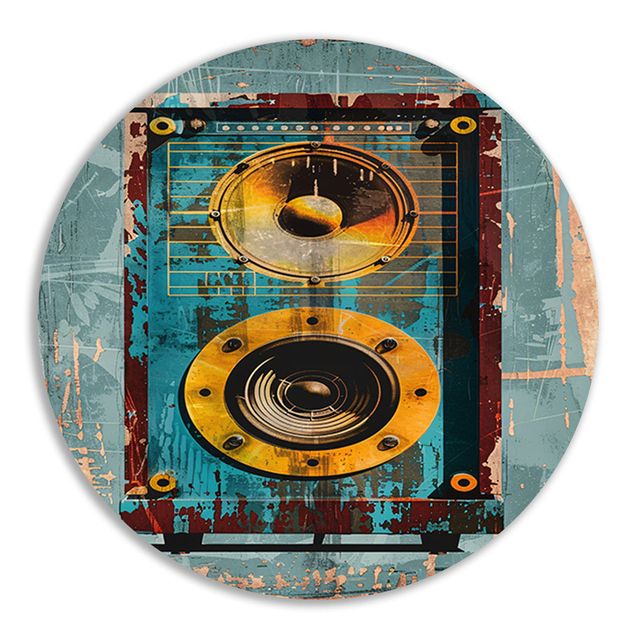 Vintage speaker met verweerde textuur forex muurcirkel
