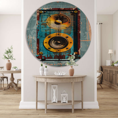 Vintage speaker met verweerde textuur forex muurcirkel