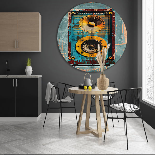 Vintage speaker met verweerde textuur forex muurcirkel